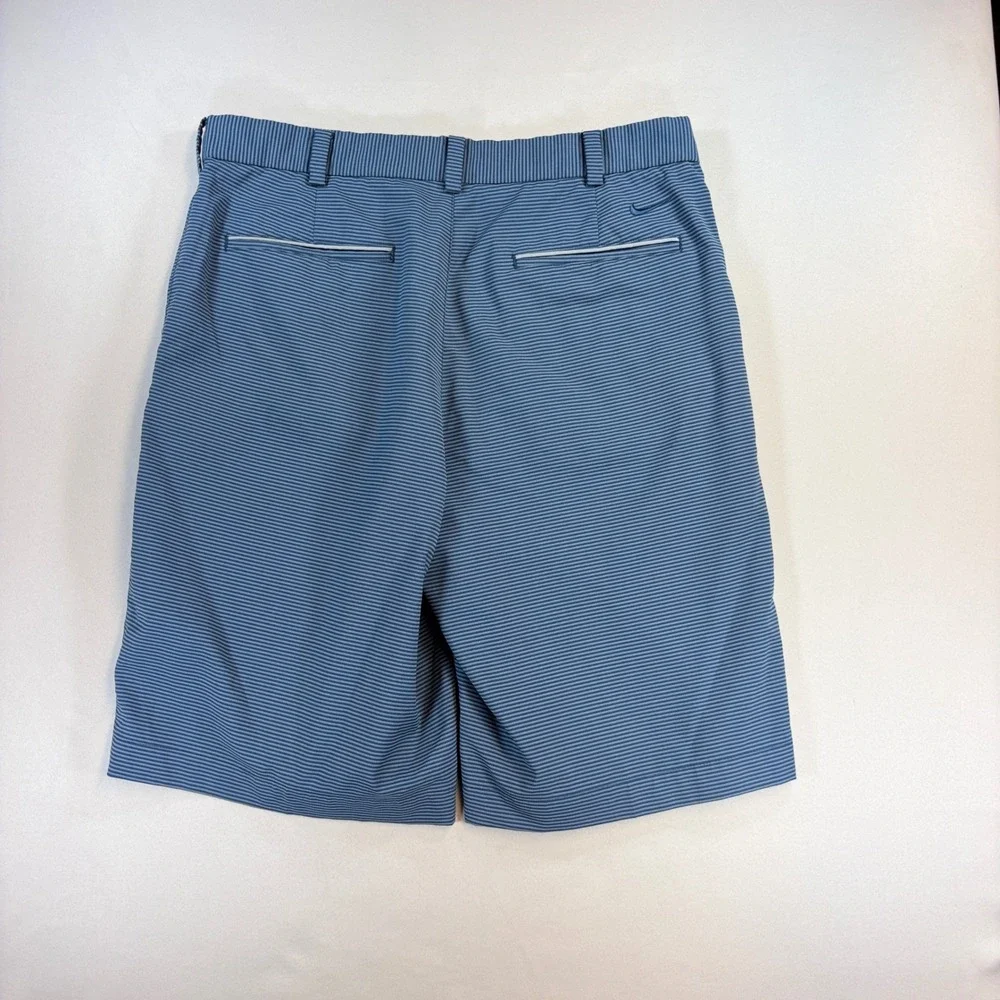 Nike Golf Shorts Mens 32 Blue Striped Dri-Fit 10 1/2